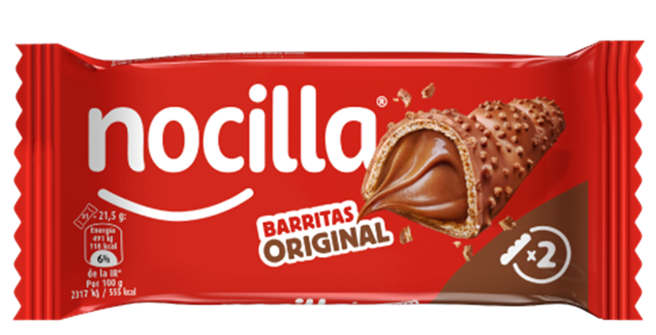 Nocilla Barritas Original es un snack a base de oblea rellena de cremosa Nocilla Original