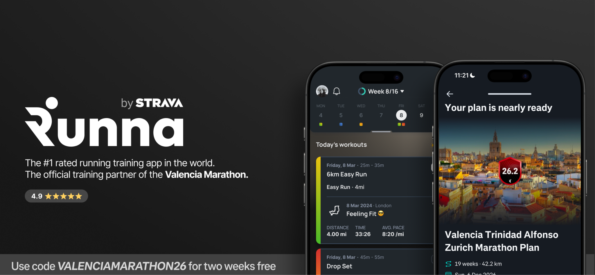 Maratón Valencia planes de entrenamiento Runna